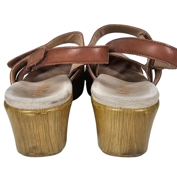 Alegria Brown Leather Cognac Slingback Clogs Mary Jane Tarah Sandal Womens 37/7 - Picture 5 of 16